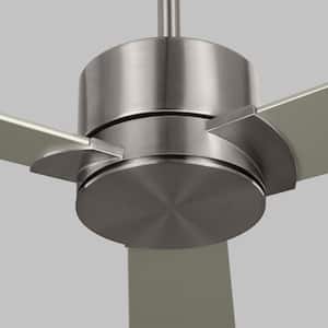 Rozzen 44 in. Modern Brushed Steel Ceiling Fan with Silver/American Walnut Blades, DC Motor and Remote