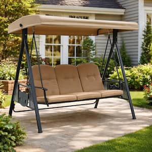 Costway 3-Person Steel Metal Outdoor Patio Swing Canopy Hammock