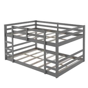 Low and Durable Gray Full Over Full Bunk Bed with Ladder