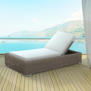 Milo Brown 1-Piece Wicker Aluminum Frame Outdoor Chaise Lounge with Grey Sunbrella Cushions