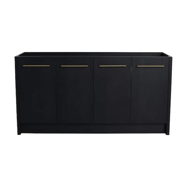 58.69 in. W x 17.94 in. L x 17.69 in. H Freestanding Bath Vanity Cabinet without Top with Soft Close Doors in Black