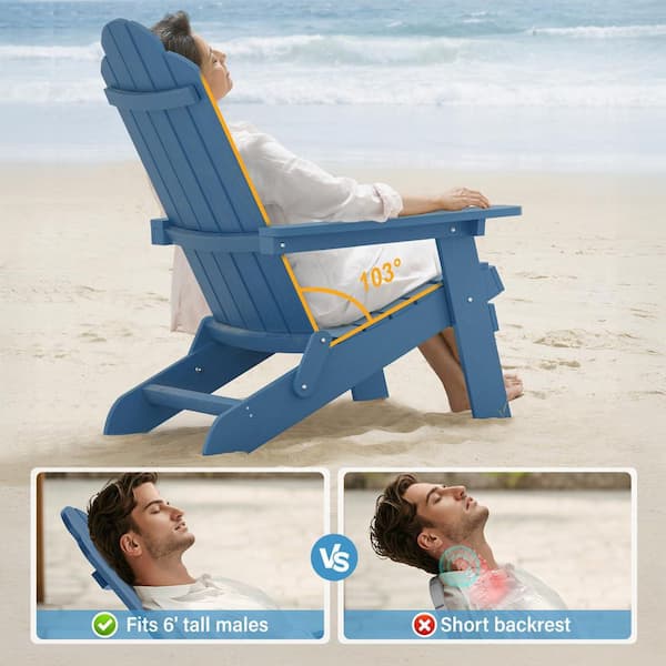 Mximu Navy Plastic Outdoor Patio Folding Adirondack Chair FCH1305