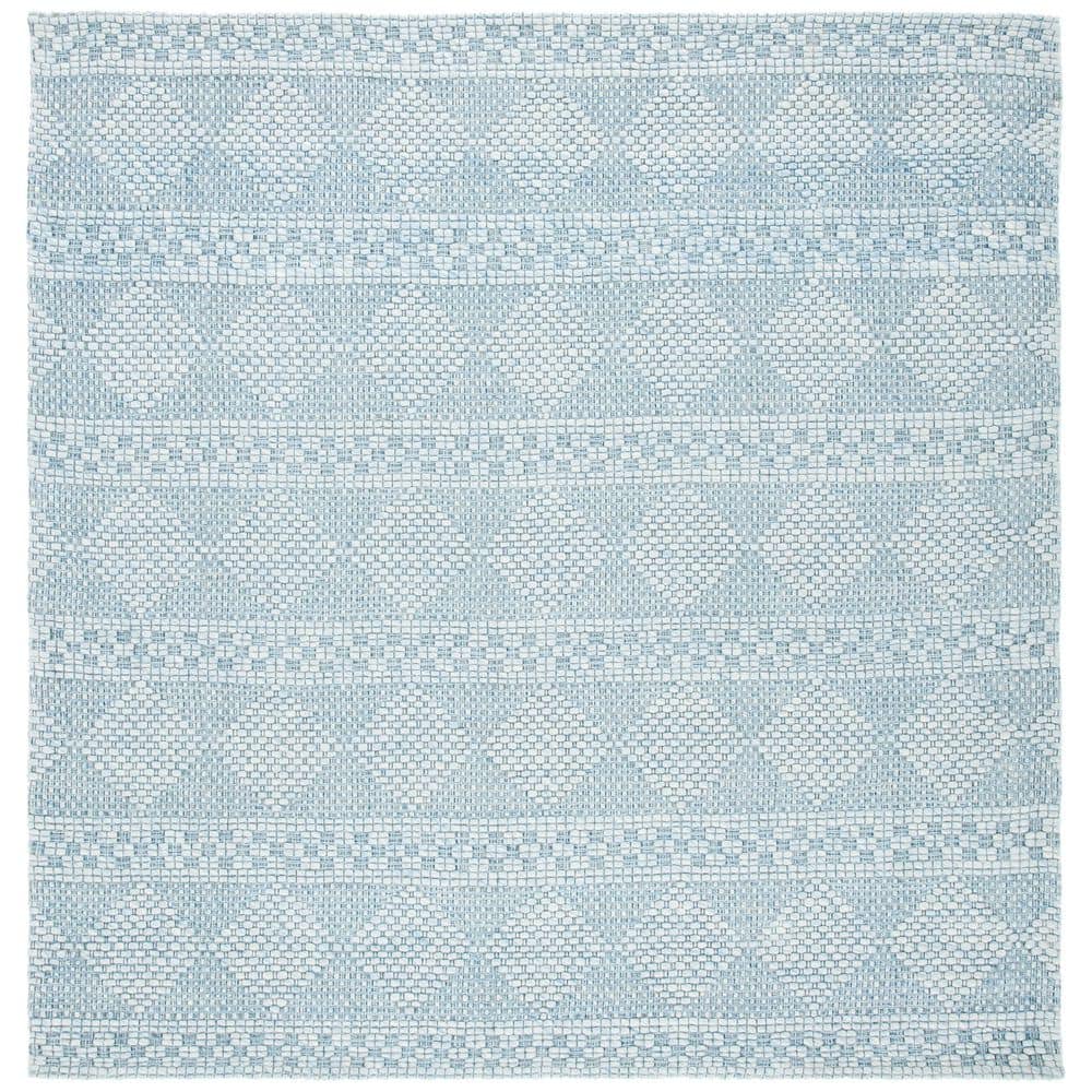 SAFAVIEH Marbella Blue 7 ft. x 7 ft. Diamond Striped Square Area Rug ...