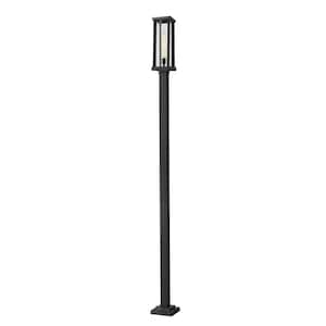 Glenwood 1-Light Black 114 in. Aluminum Hardwired Outdoor Weather Resistant Post Light Set with No Bulb Included