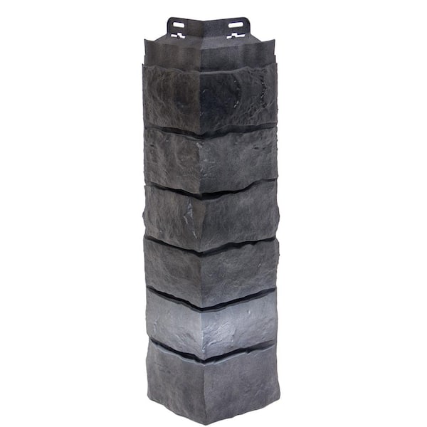Novik NovikStone AC Artisan Cut Corner (6.1 in. x 21.3 in.) Stone Siding Corner in Carbon (5 Per Box, 7.92 lin. ft.)