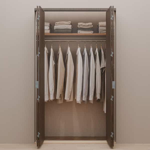 54 in. x 80 in. Smooth Flush Espresso Solid Core MDF Interior Closet Bi-Fold Door with Matching Trim