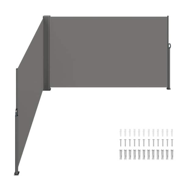 Retractable Side Awning 71 x 236 in. Aluminum Privacy Screen, 280g Polyester Waterproof UV 30+ for Patio, Balcony, Gray
