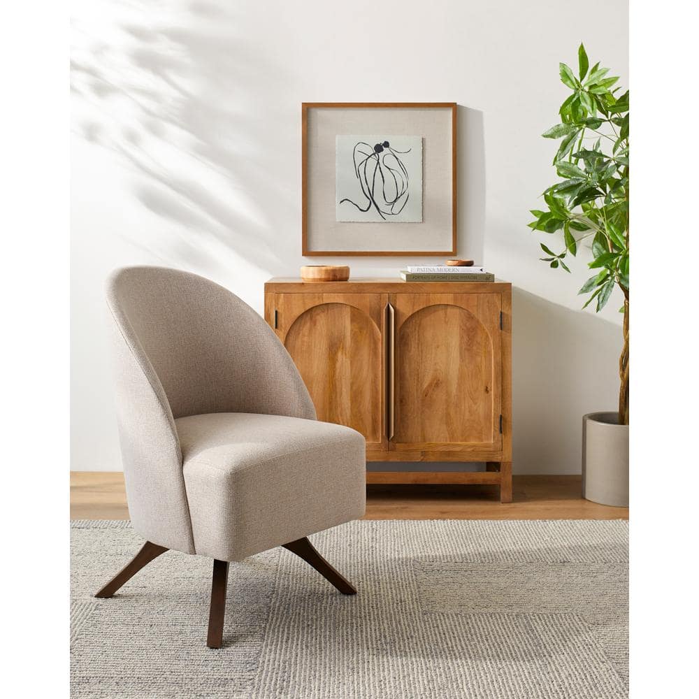 Armando Modern Swivel Chair, Pale Pink, 35 in. H x 24 in. W x 26 in. D