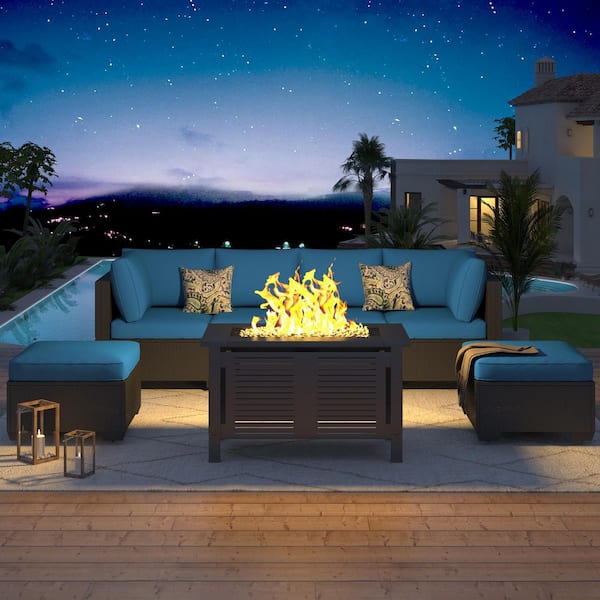 AECOJOY 8-Piece Outdoor Patio Wicker Sofa Furniture Set w/43 in