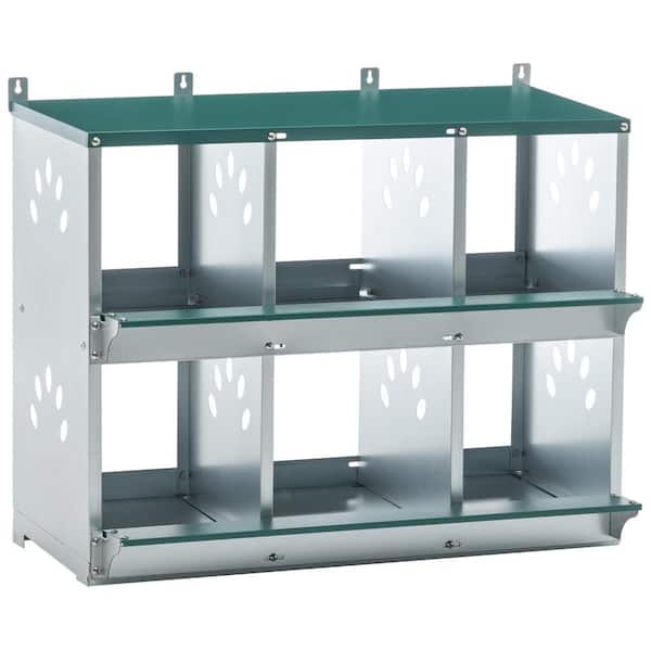 11 in. x 13 in. x 9.65 in. Green 6 Compartment Nesting Box Galvanized steel Chicken Coops Poultry Fencing