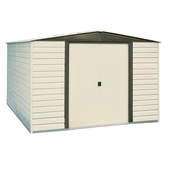 Arrow Dallas 10 ft. W x 8 ft. D 2-Tone White Vinyl-Coated Galvanized Metal Storage Building