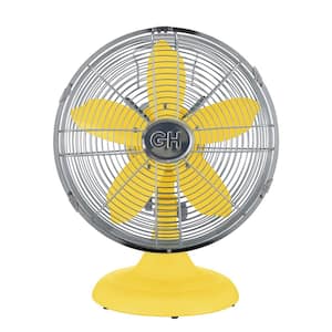 Retro 12 in. All-Metal Table Fan in Yellow