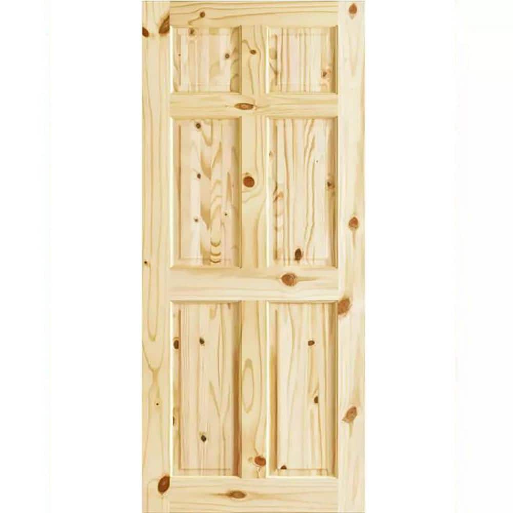 Colonial Elegance Pine Wood 6-Panel Unfinished Door 80''x30''