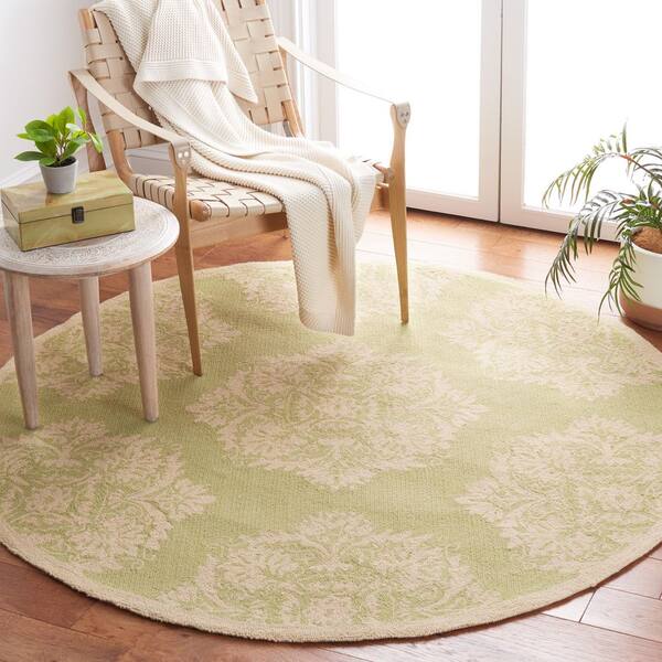 Chelsea 6 ft. ft. x 6 ft. Green/Beige Damask Round Rug