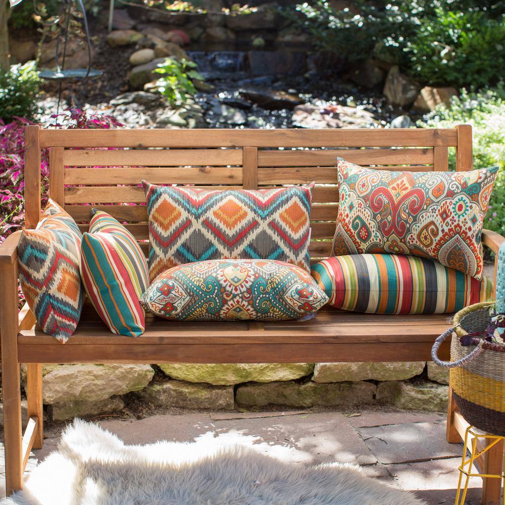 Sunset Stripe Multicolor Outdoor Rectangle Throw Pillows Set