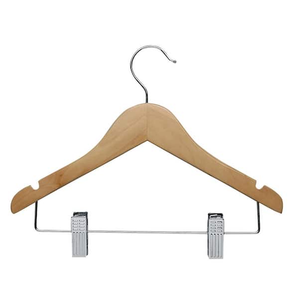 Honey-Can-Do Kids Wood Hangers w/clips, 10pack