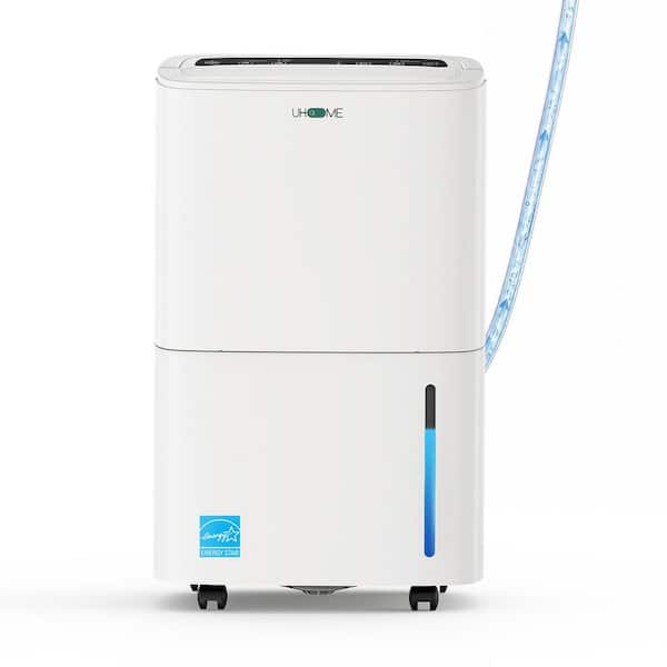 150 pt. 7,000 sq.ft. Dehumidifier in. White with Pump, Drain Hose and Bucket for Basement, Garage, Auto Defrost, Timer