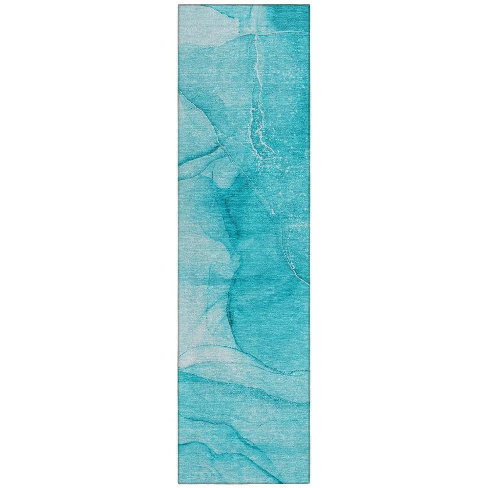 Teal 2 ft. x 8 ft. Abstract Indoor / Outdoor Area Rug price history on PriceWatchPro