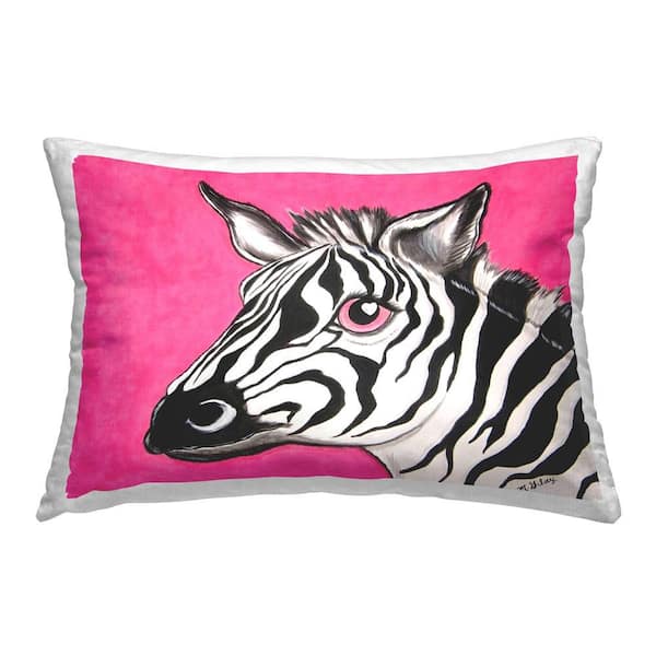 Stupell Industries Heart Eyes Zebra Pink Print Polyester 14 in. x 20 in. Throw Pillow