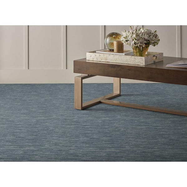 Perfect Breeze Denim Blue 13.2 ft. 35.39 oz. Nylon Texture Installed Carpet