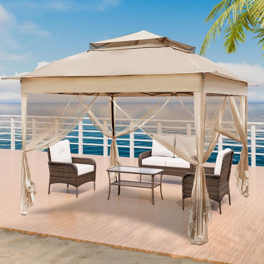 11 ft. x 11 ft. Patio Portable Gazebo Pop-Up Canopy Gazebo with Netting price history on PriceWatchPro