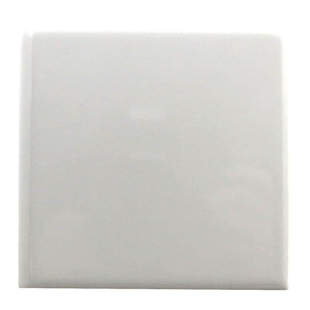 Daltile Semi Gloss 4-14 in. x 4-14 in. White Ceramic Bullnose Wall Tile