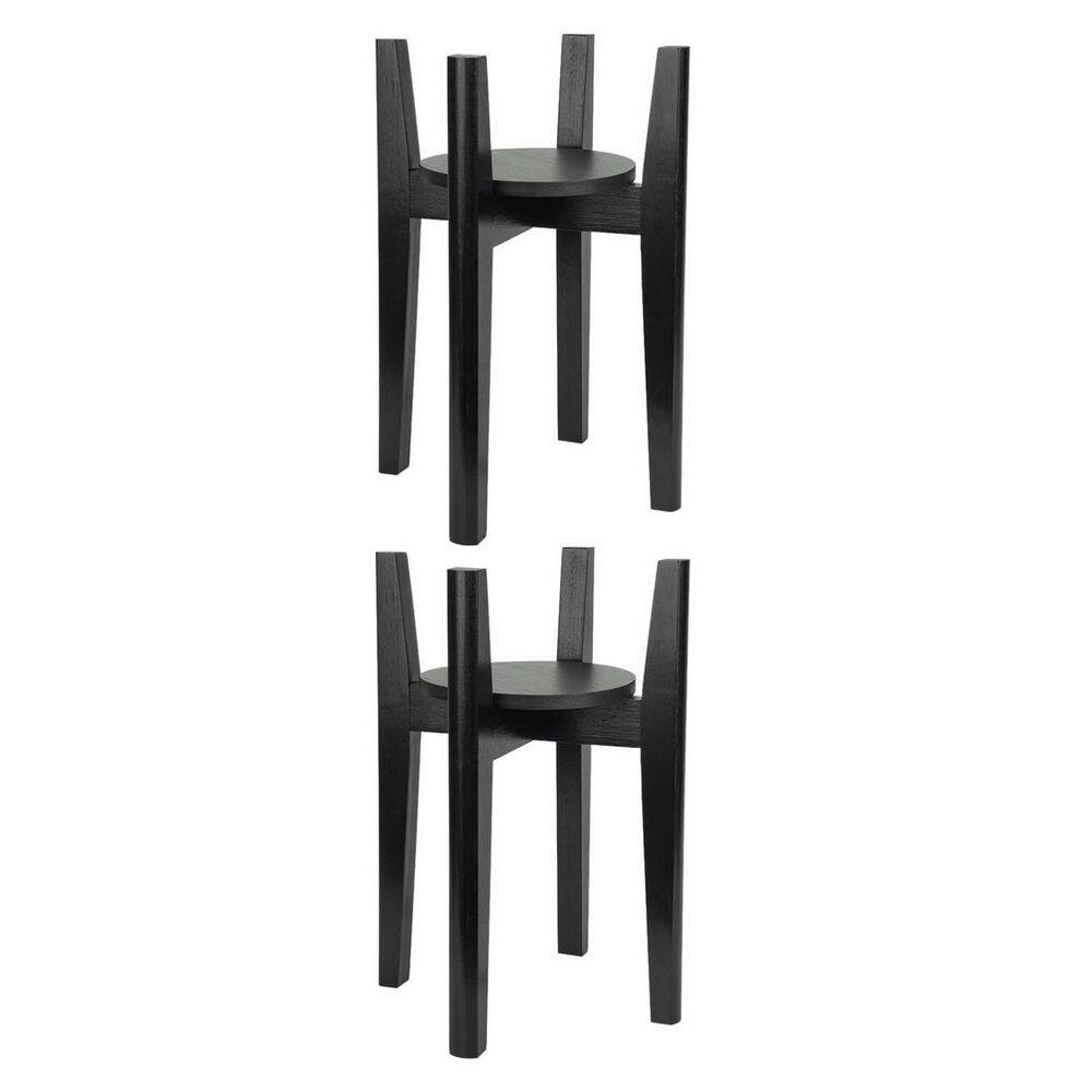 1-Tier Black Wood Plant Stand (12 in. H W x 15 in. H) 2-pack