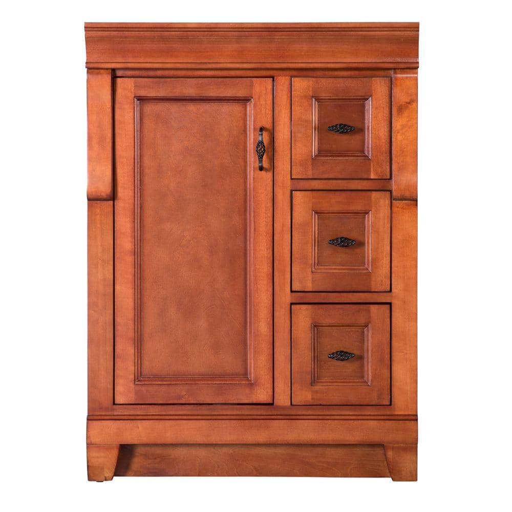Home Decorators Collection Naples 24 In W Bath Vanity Cabinet Only In Warm Cinnamon With Right Hand Drawers Naca2418d The Home Depot