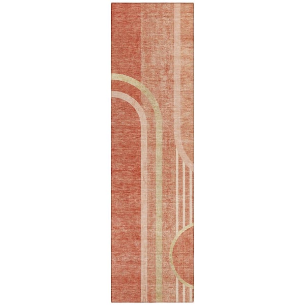 Addison Rugs Chantille ACN532 Salmon 2 ft. 3 in. x 7 ft. 6 in. Machine Washable Indoor/Outdoor Geometric Runner Rug