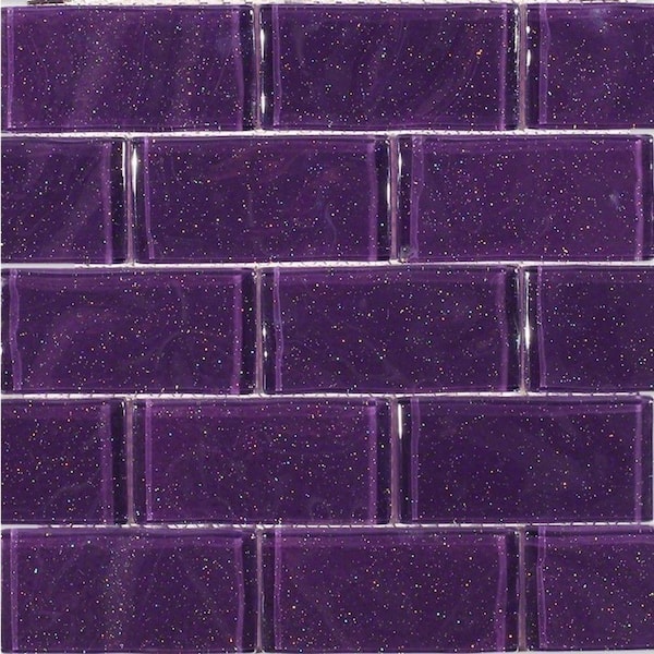 Splashback Tile Glitter Lavender Glass Mosaic Floor and Wall Tile - 3 in. x 6 in. Tile Sample