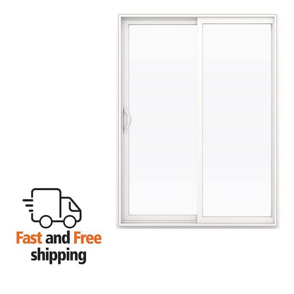 60 in. x 80 in. x 4-9/16 in. Jamb White Vinyl Left-Hand Sliding Patio Door with Low-E Argon Glass (Screen Included)