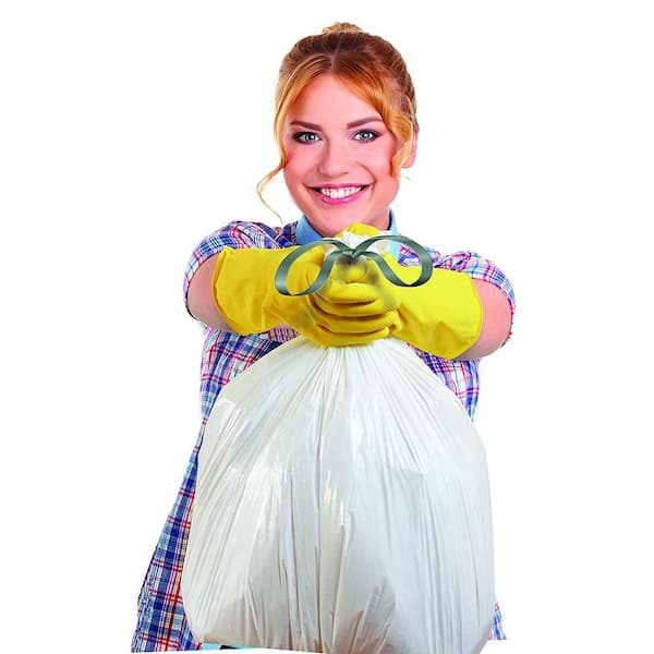 Plasticplace 13 Gallon Trash Bags │ 1.2 Mil │ White Extra-Large Drawstring  Garbage Can Liners │ 24 x 31 (50 Case)