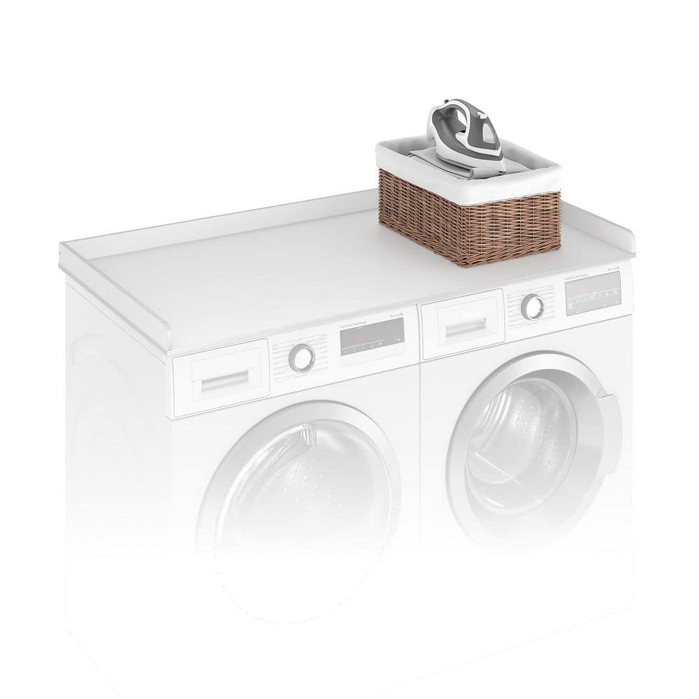 Furinno Ravel 27.5 D x 54 W White Wood Washer Dryer Countertop