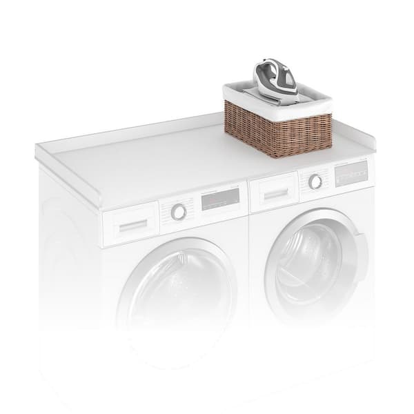 Ravel 27.5 D x 54 W White Wood Washer Dryer Countertop Laundry Sorters