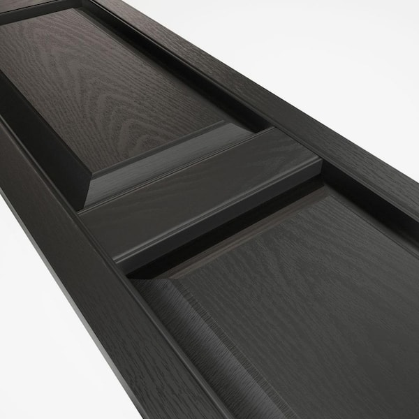 Builders Edge - 14.75 in. x 59 in. Raised Panel Vinyl Exterior Shutters Pair in Black