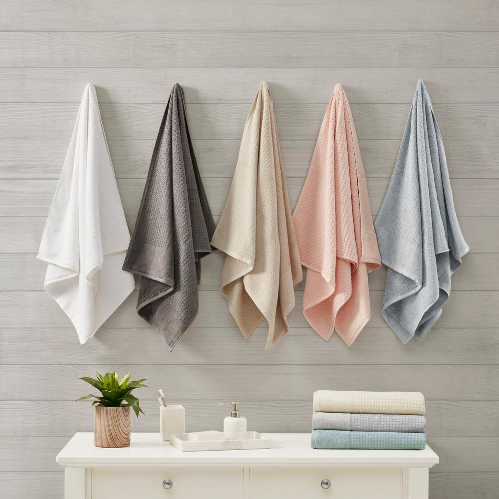 Gray Cotton Waffle Weave Hand Towel Set of Six
