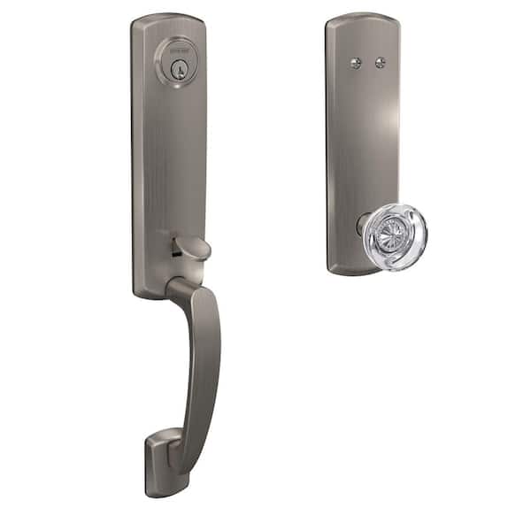 Schlage Custom Greenwich Satin Nickel 3/4 Trim Dummy Door Handleset with Hobson Glass Knob