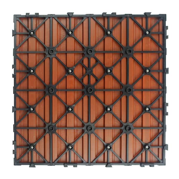 UltraShield Naturale 1 ft. x 1 ft. Quick Deck Outdoor Composite Deck Tile Sample in Madrid Red