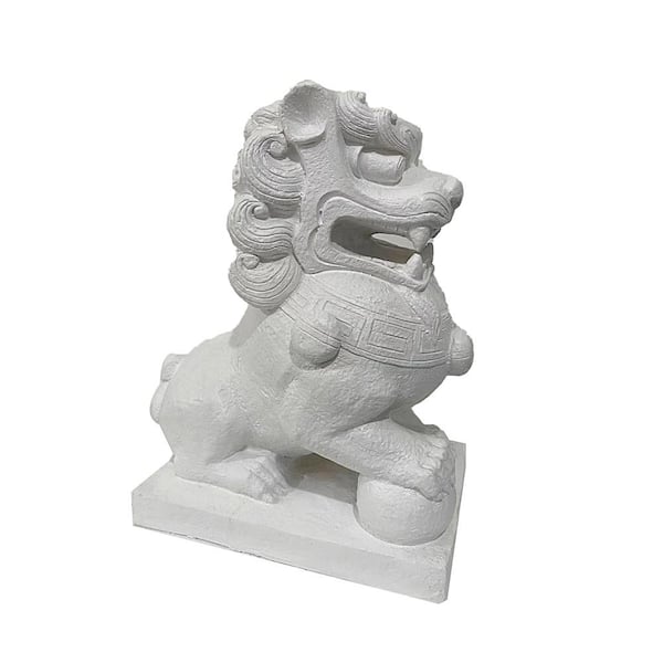 Unbranded 17.5 in. White Polyresin Foo Dog