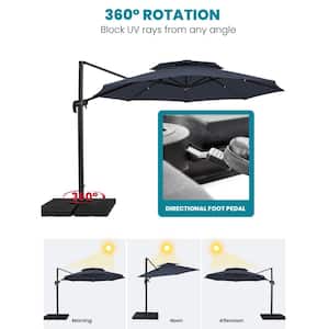 13 ft. Aluminum 360-Degree Rotation Cantilever Patio Umbrella with Cover in Navy