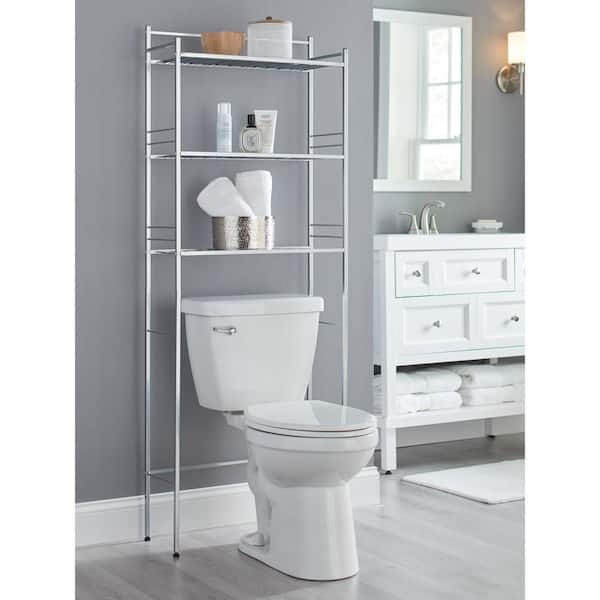 3-Tier Over the Toilet Storage, Metal Bathroom Spacesaver, Bathroom Stand Storage  Organizer, Easy Assembly,Grey