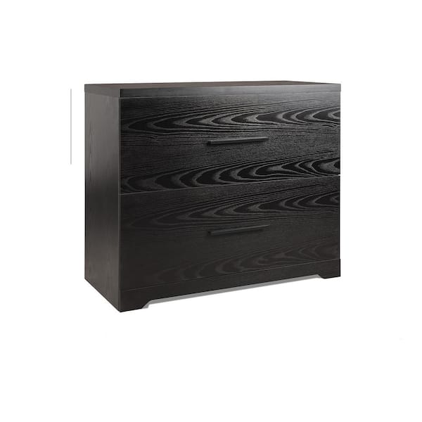 Unbranded 2 Drawer Wood Black File Cabinets with Anti-Tilt Mechanism