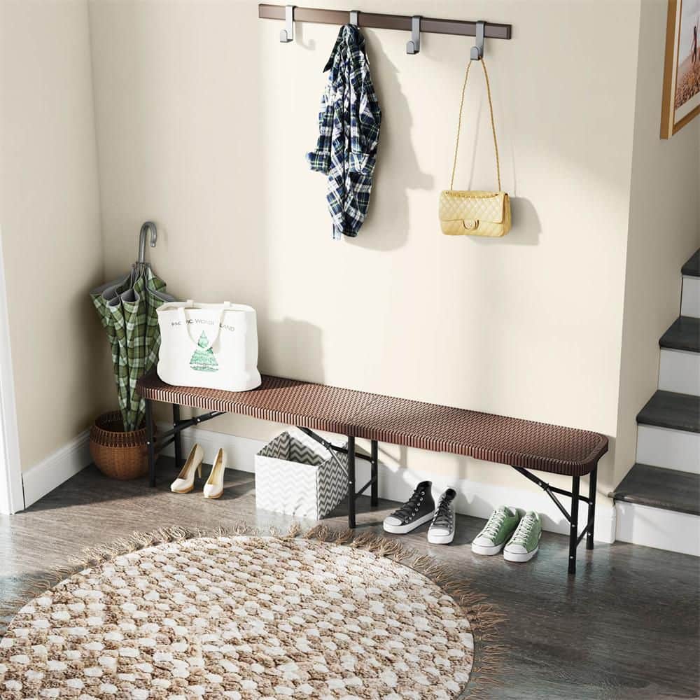 Costway 6 ft. Plastic Folding Bench with 1320 lbs. Capacity Handle anf ...