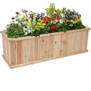 48 in. L Rectangle Natural Cedar Raised Garden Bed Box Planter, Large Plant Pot, Planter Box, Wooden Box