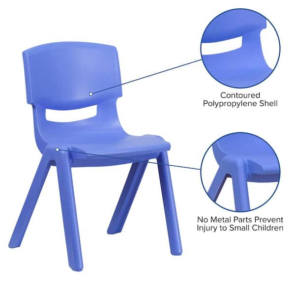 Carnegy Avenue 4 Pack Blue Plastic Stackable School Chair with