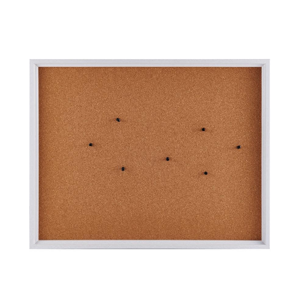 24 x19-in White Framed Cork Board w/Pins