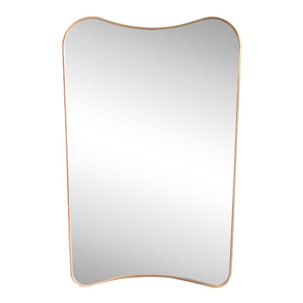 Alfie 24 in. W x 36 in. H Large Irregular Metal Framed Wall Mounted Mirror, Gold
