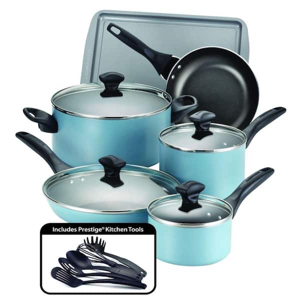Farberware 15-Piece Aqua Cookware Set with Lids Blue
