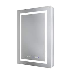 24 in. W x 36 in. H Rectangular Aluminum Anti-Fog LED Light Medicine Cabinet with Mirror, Dual USB Outlets and Magnifier