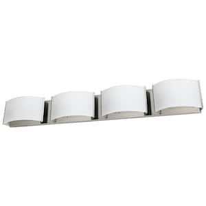 30 in. 4-Light Brushed Nickel Warm White 3000K Dimmable ETL Listed Decorative Wall LED Sconce with Frosted Shades